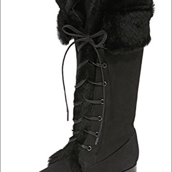 Sarah Flint Cortina Suede Fur-lined tie up boots - Picture 2 of 6